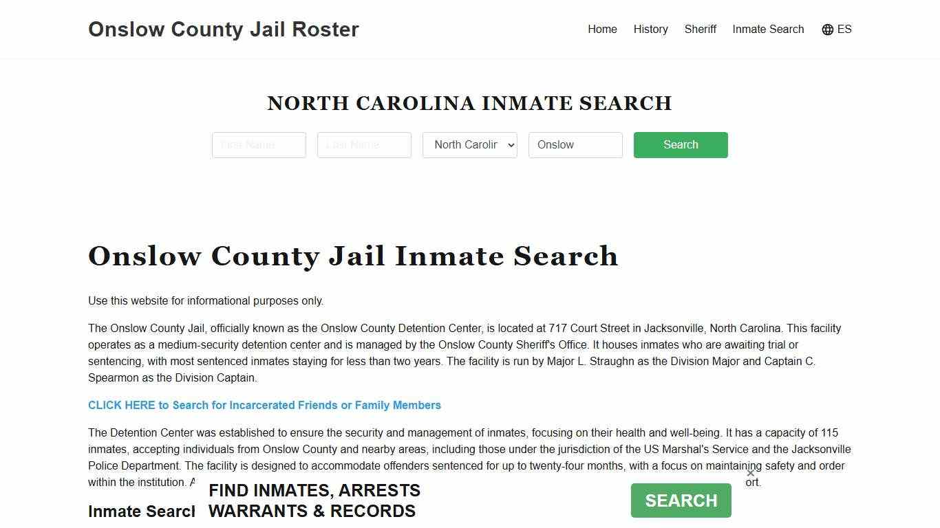 Onslow County Jail Roster Lookup, NC, Inmate Search